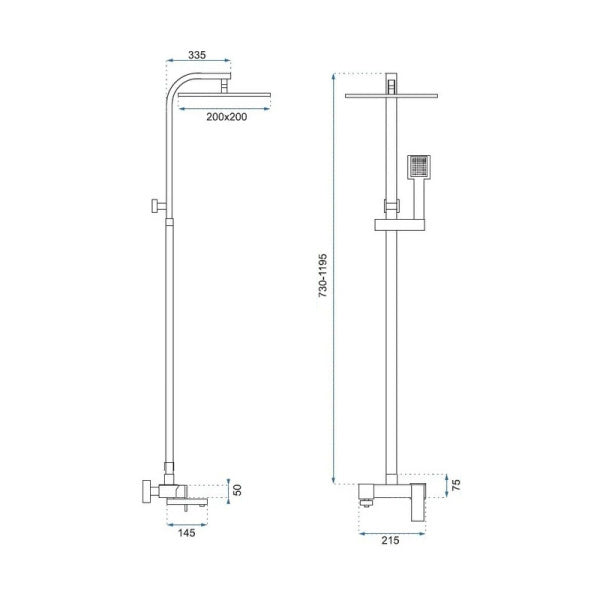 BATERIA PRYSZNICOWA ŁAZIENKOWA Z DESZCZOWNICĄ F170C ZŁOTA F170C-GL