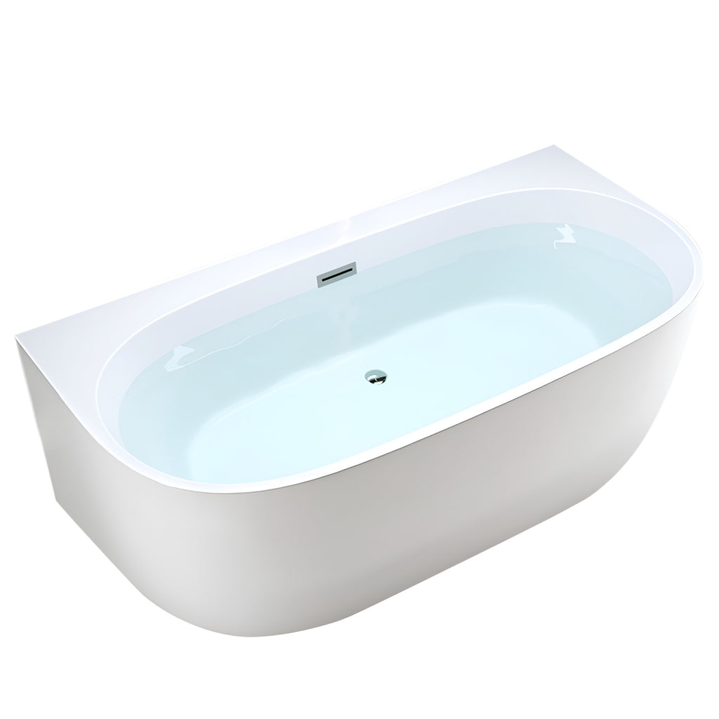 WANNA WOLNOSTOJĄCA PRZYŚCIENNA NORA 526C BIAŁA PRZELEW CHROM 160x85 CM NORA-526C-160X85