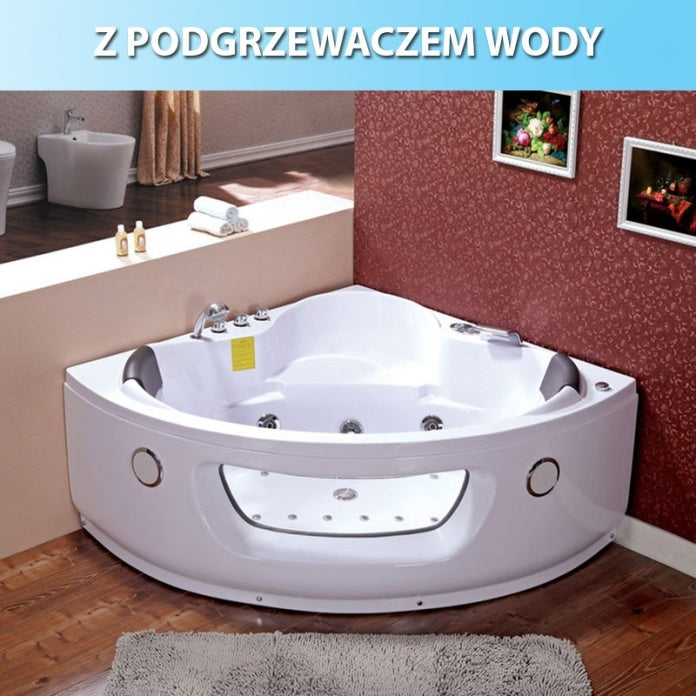 WANNA Z HYDROMASAŻEM Z PODGRZEWACZEM FLORES 601H BIAŁA 140x140 CM FLORES-601H