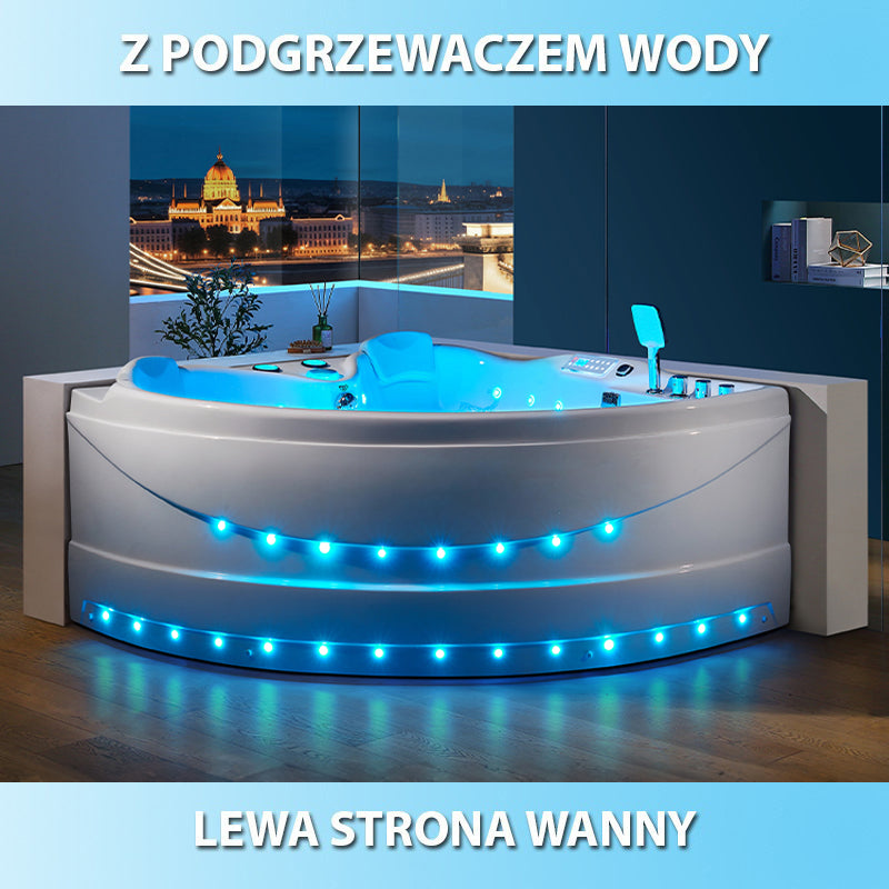 WANNA Z HYDROMASAŻEM ROMA 764 LEWA BIAŁA 150x150 CM ROMA-764-L-150