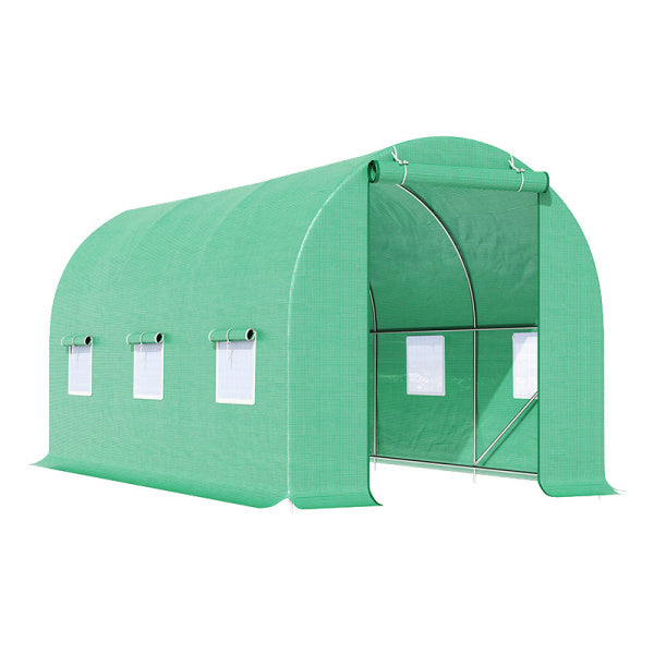 TUNEL OGRODOWY FOLIOWY SZKLARNIA 10m2 TF05G 4x2,5m ZIELONY SOLIDNY PODWÓJNE DRZWI TF05G-4X2,5-GREEN-2D