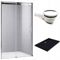 DRZWI PRYSZNICOWE Z BRODZIKIEM SH03C/ST04B CHROM/CZARNY 105-110/110x90 CM 8 MM