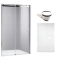 DRZWI PRYSZNICOWE Z BRODZIKIEM SH03B/ST03A CHROM/BIAŁY 95-100/100x80 CM SH03B+ST03A-WH