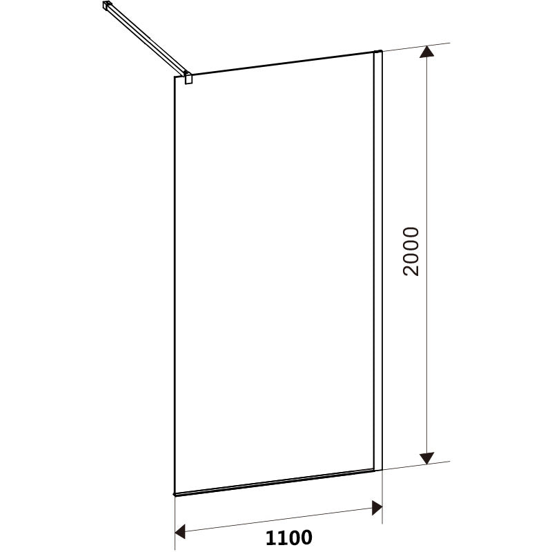 ŚCIANKA PRYSZNICOWA SH05E CZARNA 110 CM 8 MM SH05E-BL-110
