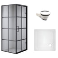 KABINA PRYSZNICOWA KWADRATOWA Z BRODZIKIEM BS10A/ST02A CZARNA/BIAŁY 80x80 CM BS10A+ST02A-WH