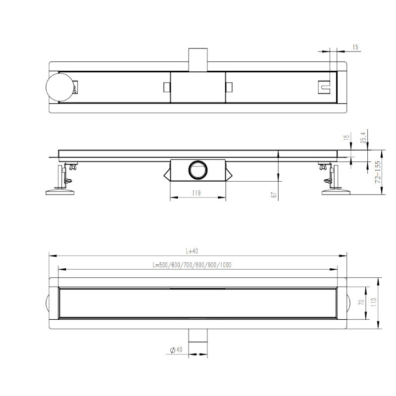ODPŁYW LINIOWY DL01 OMEGA G6 60 CM SATIN SYFON DL01-OMEGA-G6-ST60