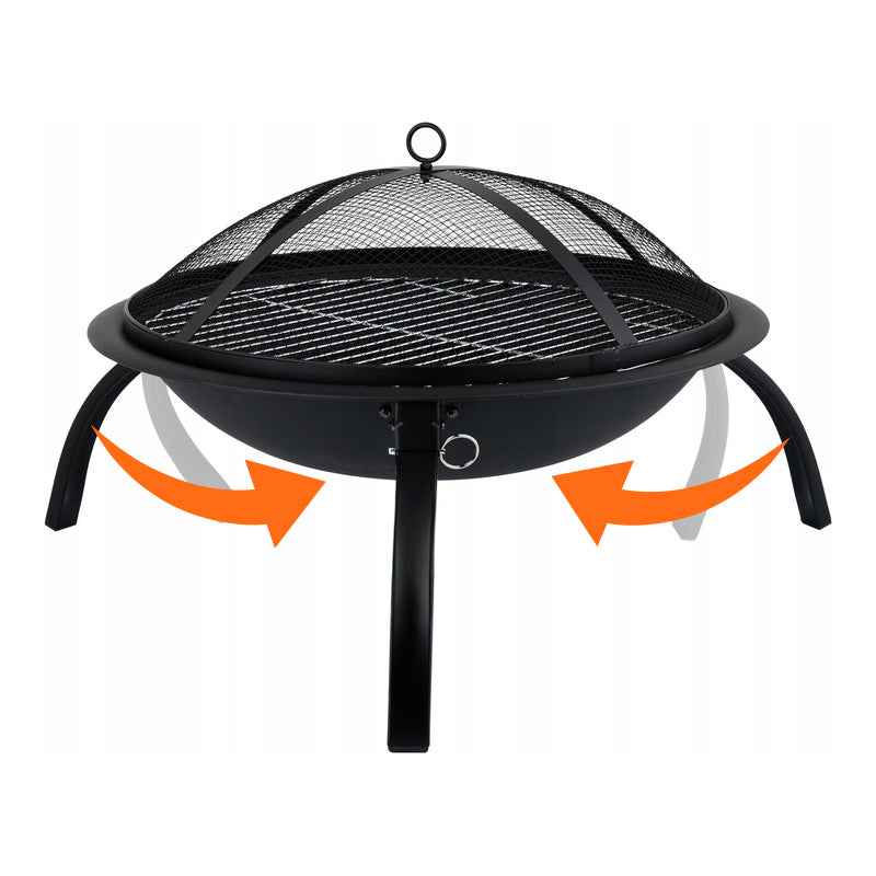 GRILL OGRODOWY WĘGLOWY Z POKRYWĄ VL07 CZARNY VL07-BLACK