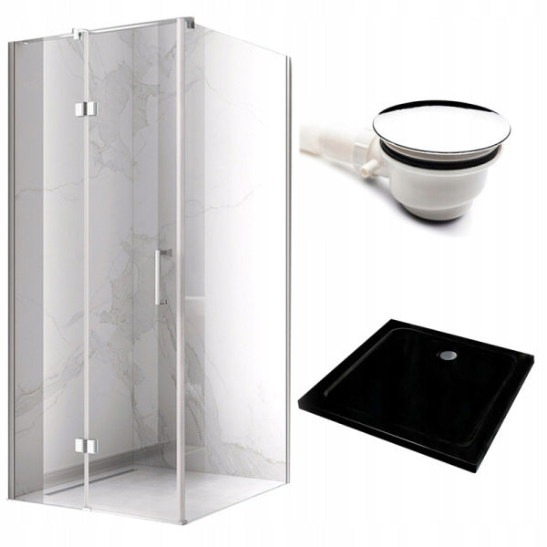 KABINA PRYSZNICOWA KWADRATOWA Z BRODZIKIEM KZ01D/ST06A CHROM/CZARNY 100x100 KZ01D+ST06A-BL