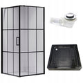 KABINA PRYSZNICOWA KWADRATOWA Z BRODZIKIEM BS13A/SXL02A CZARNA/CZARNY 80x80 BS13A+SXL02A-BL