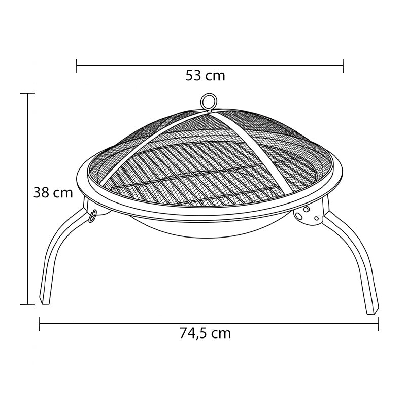 GRILL OGRODOWY WĘGLOWY Z POKRYWĄ VL07 CZARNY VL07-BLACK