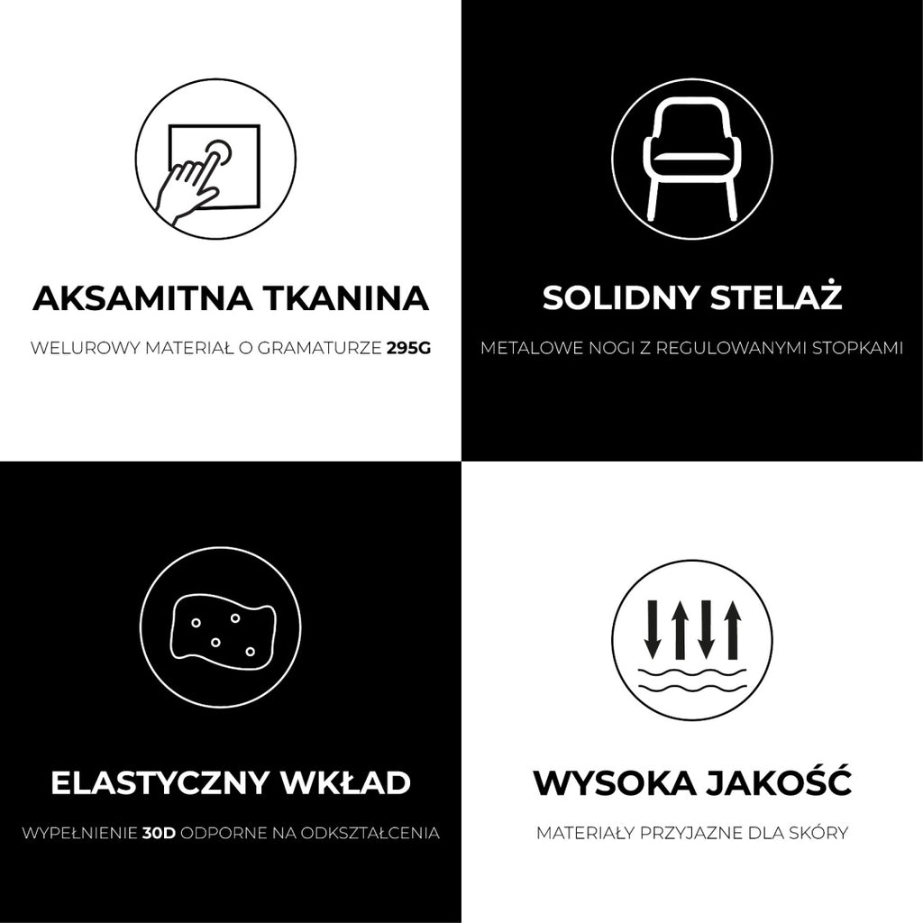 FOTEL KRZESŁO WELUROWE TAPICEROWANE VELA PUDROWY RÓŻ NOGI CZARNE VELA-PP-BL