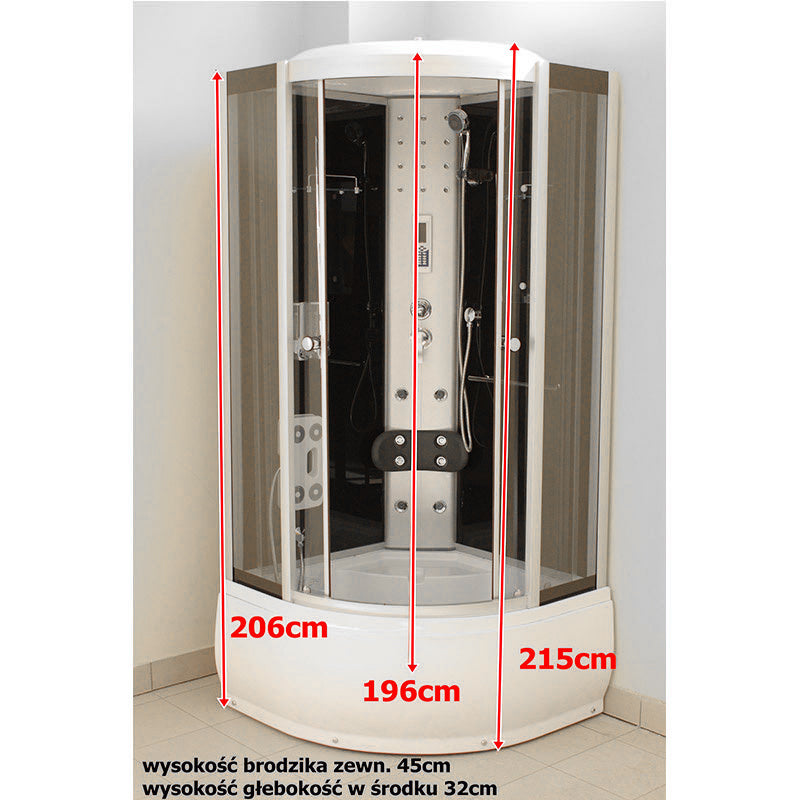 KABINA PRYSZNICOWA Z HYDROMASAŻEM I SAUNĄ WSH7101S 90x90 CM WSH7101S-90