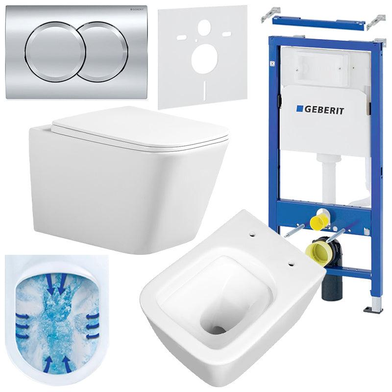 ZESTAW PODTYNKOWY WC STELAŻ GEBERIT DUOFIX MISKA RAIN-WH-RIM-03 PRZYCISK DELTA 01 CHROM ZES-RAIN-2