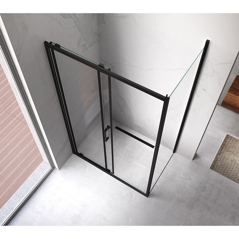 KABINA PRYSZNICOWA PROSTOKĄTNA Z BRODZIKIEM KZ104A/ST04A CZARNA 100x90 CM