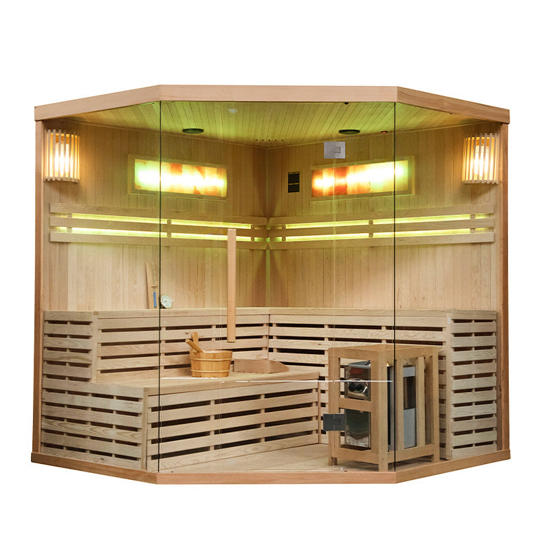 SAUNA FIŃSKA WYSOKOTEMPERATUROWA Z PIECEM KEMI6/HARVI 5-6 OSOBOWA 200x200 KEMI6
