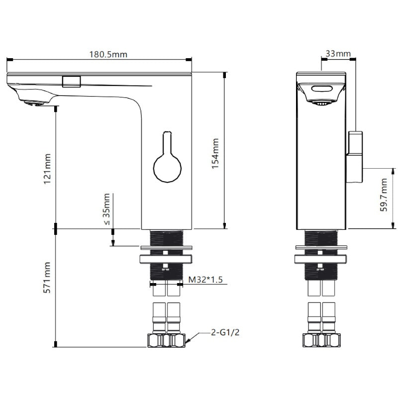 BATERIA ŁAZIENKOWA BEZDOTYKOWA F14A CHROM LCD F14A
