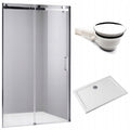 DRZWI PRYSZNICOWE Z BRODZIKIEM SH03D/ST03C CHROM/BIAŁY 115-120/120x80 CM 8 MM
