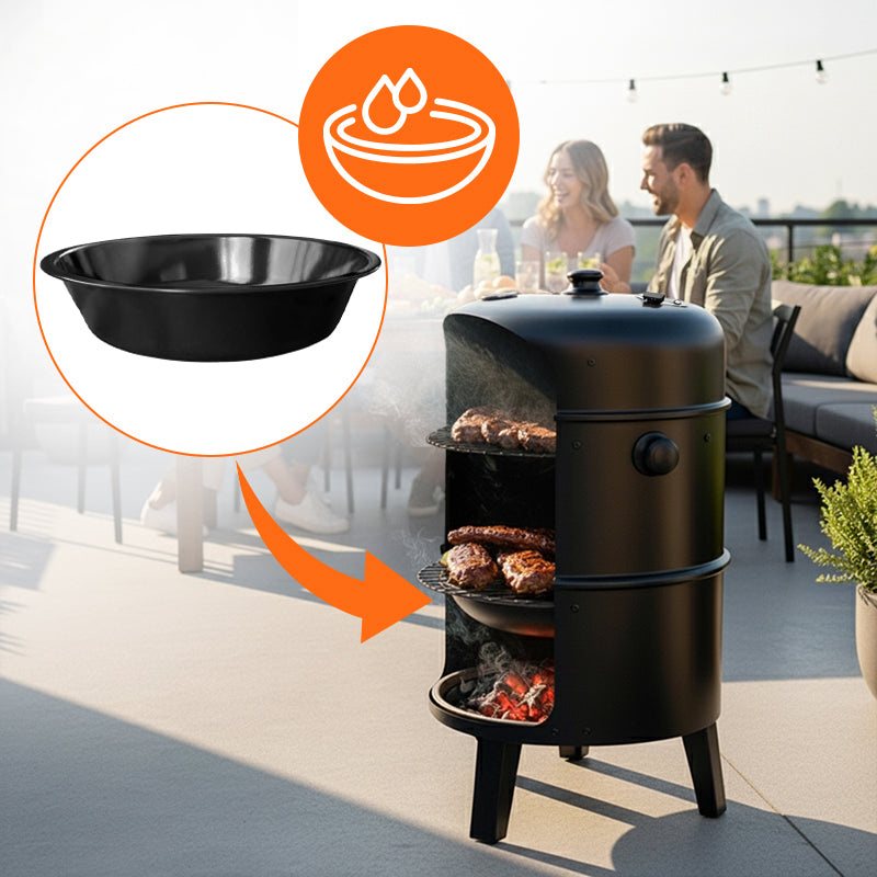 GRILL OGRODOWY WĘGLOWY WĘDZARNIA OGRODOWA Z TERMOMETREM 3W1 VL12 CZARNY VL12-BLACK