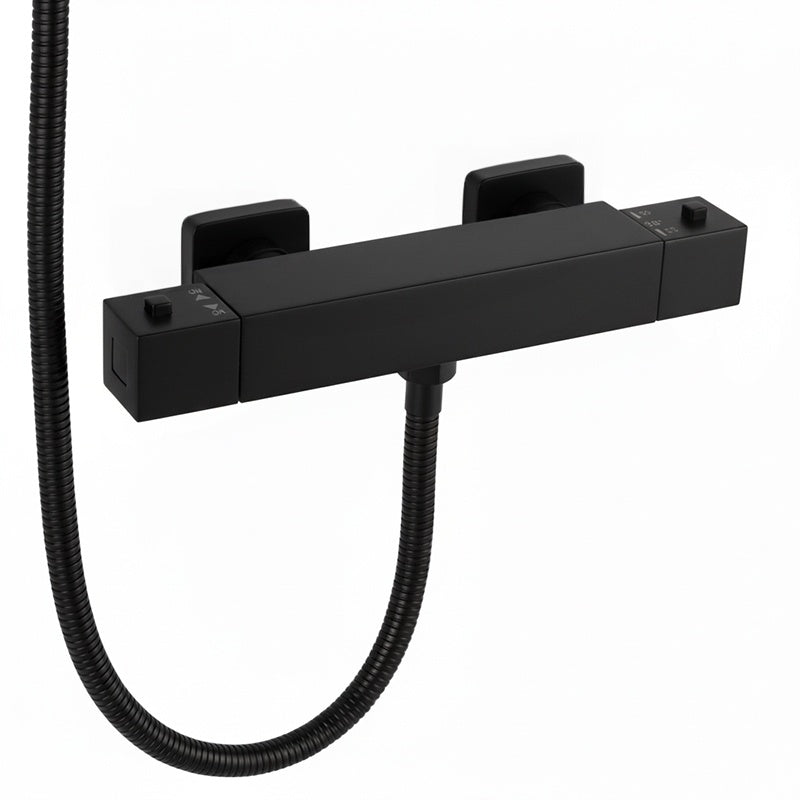 BATERIA WANNOWA ŚCIENNA PRYSZNICOWA ZESTAW Z TERMOSTATEM T202B-BL CZARNA T202B-BL